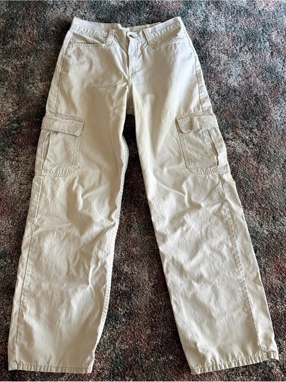 Vintage 1999 Levi's Khakis Cargo Pants Cream 100% Cotton 90s Y2K Mall Wide Leg M